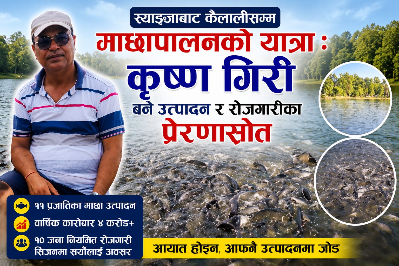 स्याङ्जाबाट कैलालीसम्म माछापालनको यात्रा : कृष्ण गिरी बने उत्पादन र रोजगारीका प्रेरणास्रोत